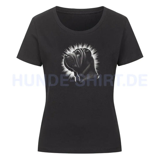 Premium Organic Damen-Shirt "Shar Pei - Shine" Schwarz – hunde-shirt.de