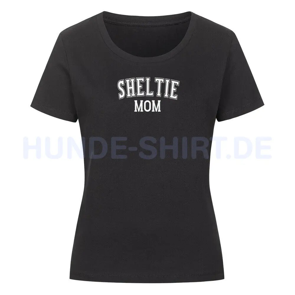 Premium Organic Damen-Shirt "Sheltie - MOM" Schwarz – hunde-shirt.de