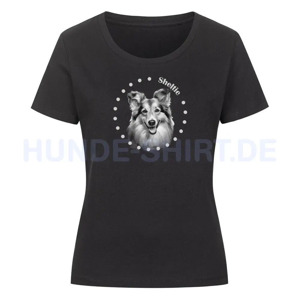 Premium Organic Damen-Shirt "Sheltie R" Schwarz – hunde-shirt.de