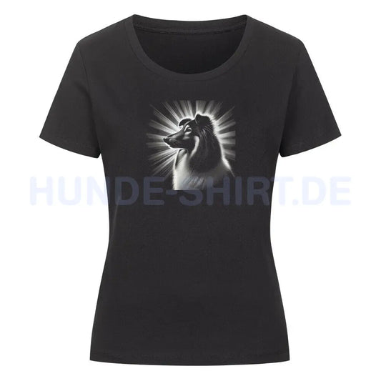 Premium Organic Damen-Shirt "Sheltie - Shine" Schwarz – hunde-shirt.de