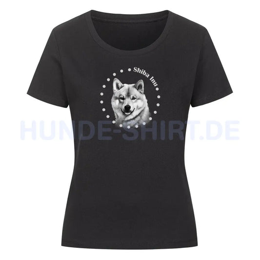 Premium Organic Damen-Shirt "Shiba Inu Rounded" Schwarz – hunde-shirt.de