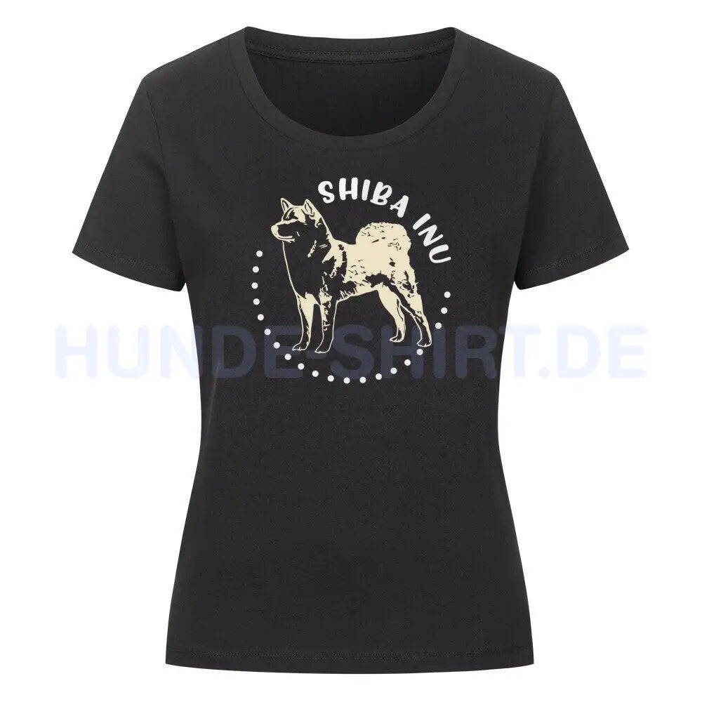 Premium Organic Damen-Shirt "Shiba Inu Rounded" Schwarz – hunde-shirt.de