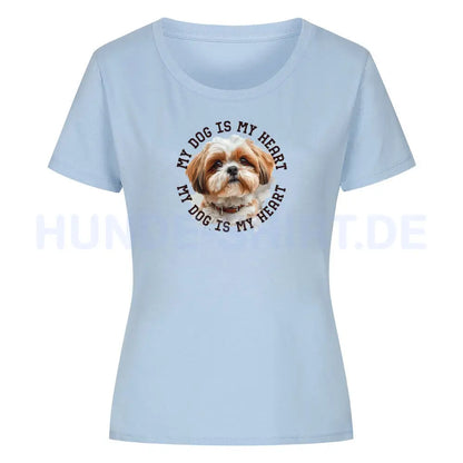 Premium Organic Damen-Shirt "Shih Tzu HEART" Sky Blue – hunde-shirt.de