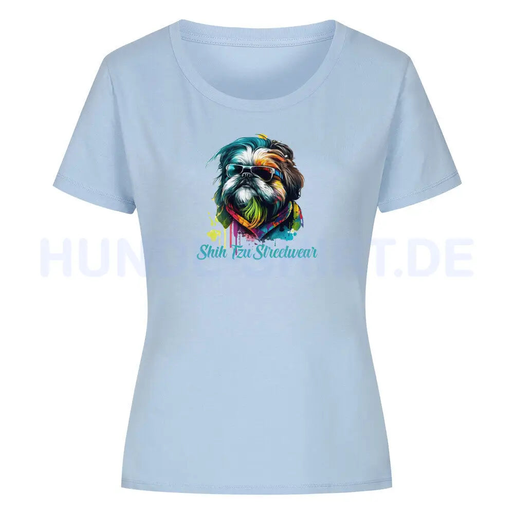 Premium Organic Damen-Shirt "Shih Tzu - Streetwear" Sky Blue – hunde-shirt.de