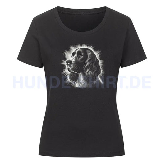 Premium Organic Damen-Shirt "Springer Spaniel - Bright" Schwarz – hunde-shirt.de