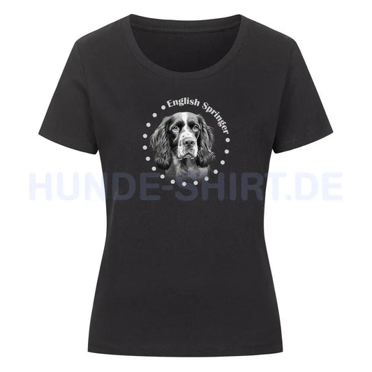 Premium Organic Damen-Shirt "Springer Spaniel Rounded" Schwarz – hunde-shirt.de