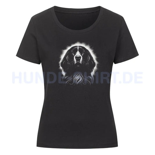 Premium Organic Damen-Shirt "Springer Spaniel Shine" Schwarz – hunde-shirt.de