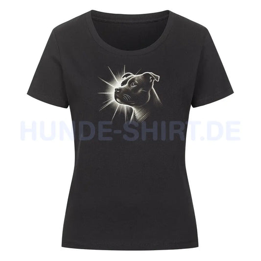 Premium Organic Damen-Shirt "Staffordshire - Bright 2" Schwarz – hunde-shirt.de