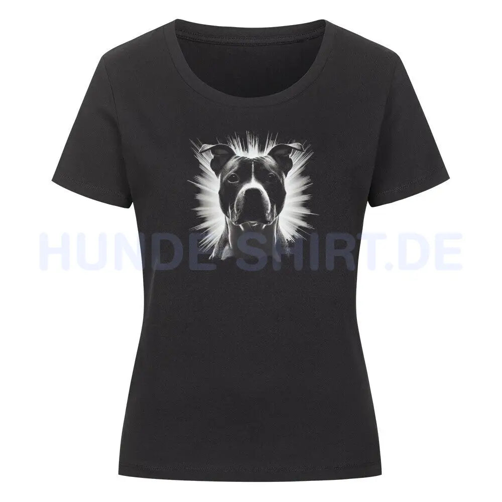 Premium Organic Damen-Shirt "Staffordshire - Bright" Schwarz – hunde-shirt.de