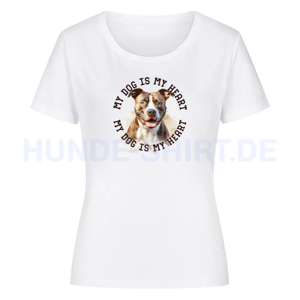 Premium Organic Damen-Shirt "Staffordshire Bullterrier" Weiß – hunde-shirt.de