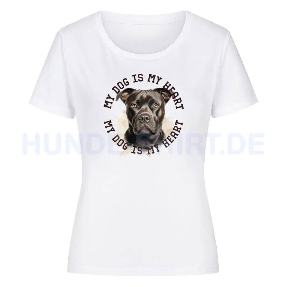 Premium Organic Damen-Shirt "Staffordshire Terrier" Weiß – hunde-shirt.de