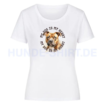 Premium Organic Damen-Shirt "Staffy" Weiß – hunde-shirt.de