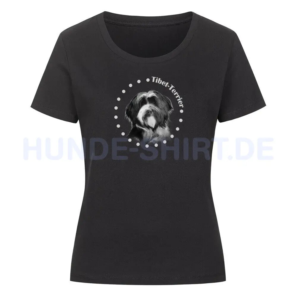 Premium Organic Damen-Shirt "Tibet Terrier R" Schwarz – hunde-shirt.de