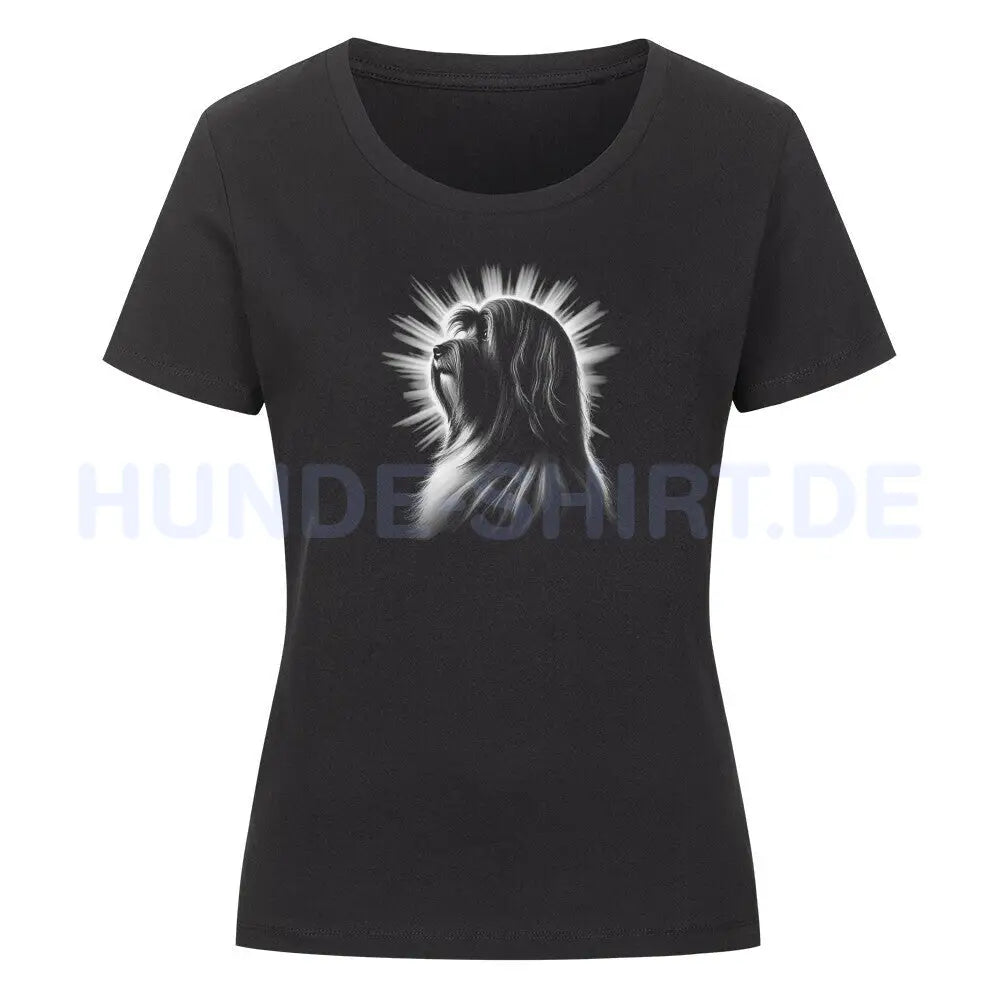 Premium Organic Damen-Shirt "Tibet Terrier - Shine" Schwarz – hunde-shirt.de