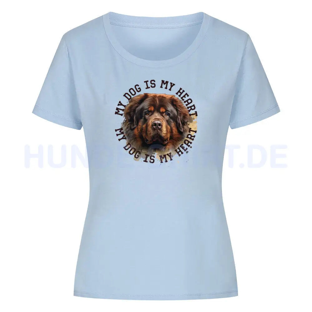 Premium Organic Damen-Shirt "Tibetmastiff HEART" Sky Blue – hunde-shirt.de