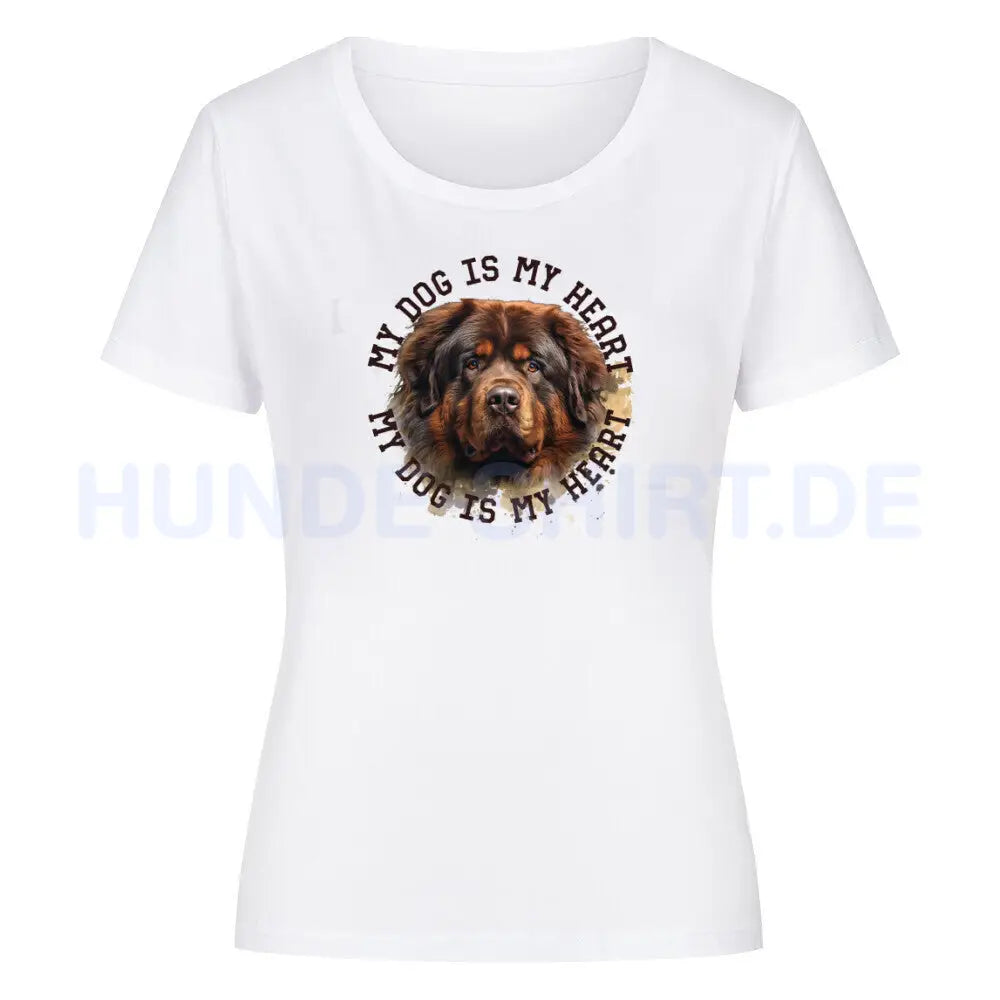 Premium Organic Damen-Shirt "Tibetmastiff HEART" Weiß – hunde-shirt.de