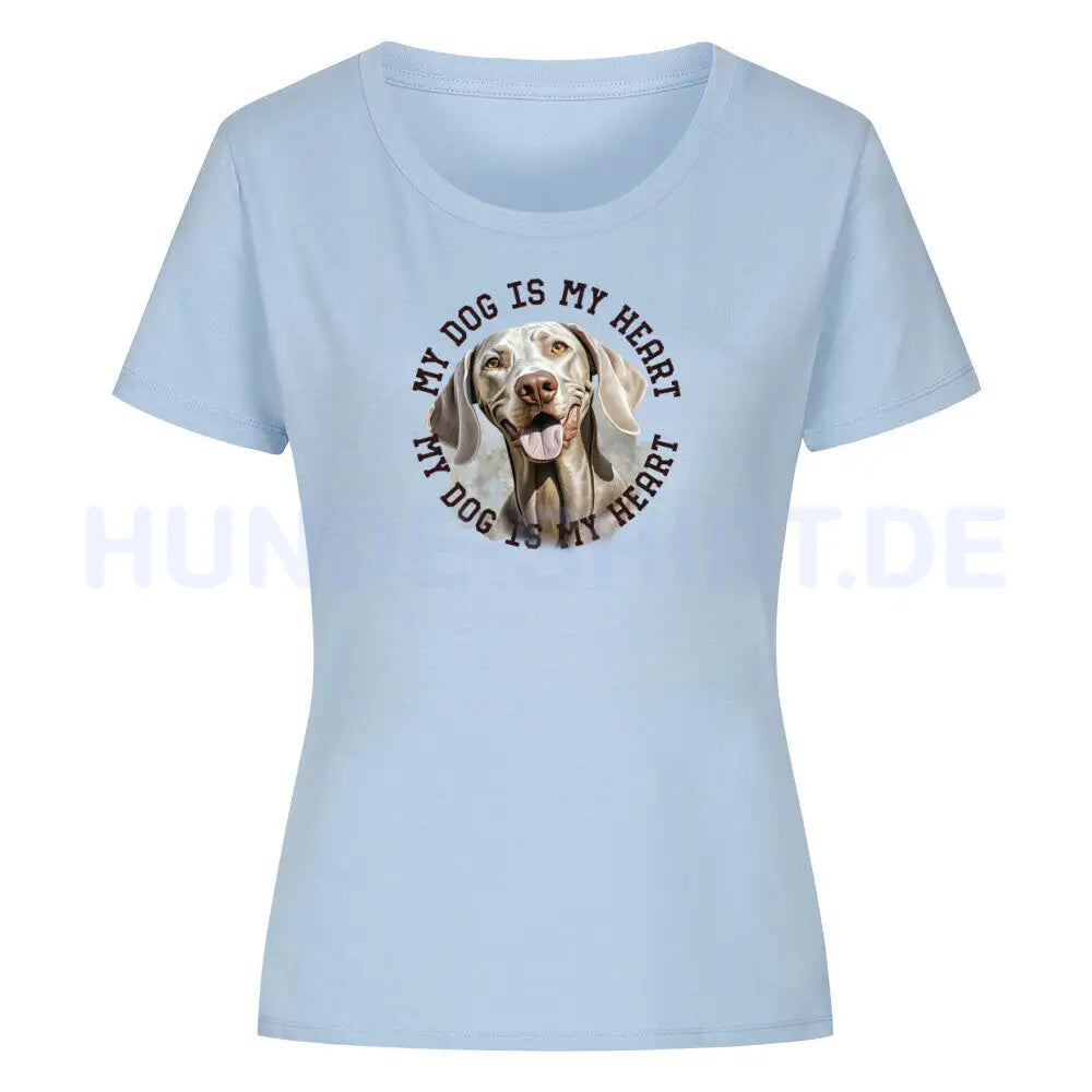 Premium Organic Damen-Shirt "Weimaraner HEART 2" Sky Blue – hunde-shirt.de