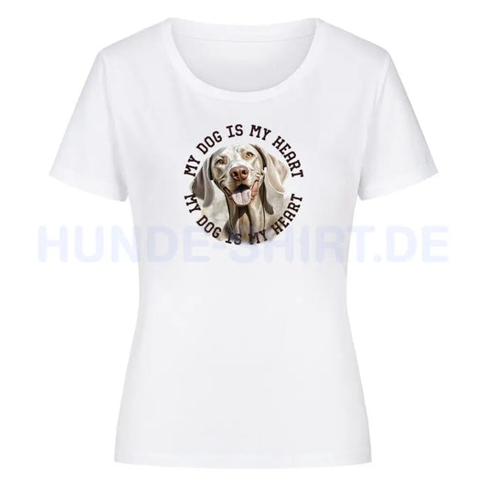 Premium Organic Damen-Shirt "Weimaraner HEART 2" Weiß – hunde-shirt.de