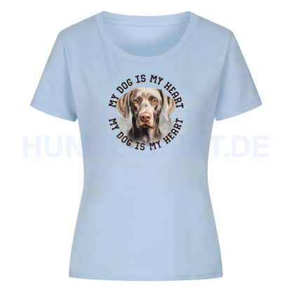 Premium Organic Damen-Shirt "Weimaraner HEART" Sky Blue – hunde-shirt.de