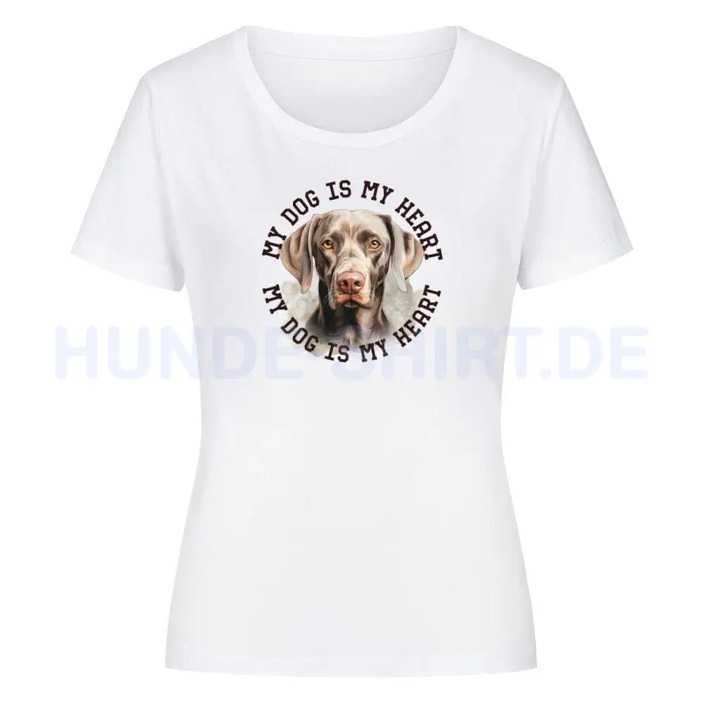 Premium Organic Damen-Shirt "Weimaraner HEART" Weiß – hunde-shirt.de