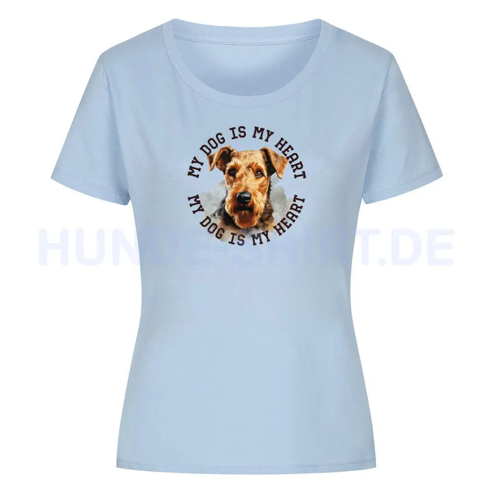 Premium Organic Damen-Shirt "Welsh Terrier HEART" Sky Blue – hunde-shirt.de