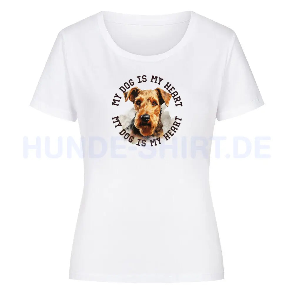 Premium Organic Damen-Shirt "Welsh Terrier HEART" Weiß – hunde-shirt.de