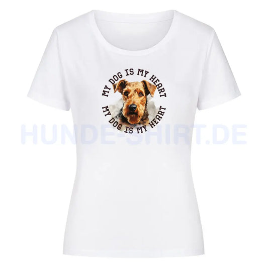 Premium Organic Damen-Shirt "Welsh Terrier HEART" Weiß – hunde-shirt.de