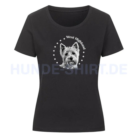 Premium Organic Damen-Shirt "West Highland R" Schwarz – hunde-shirt.de