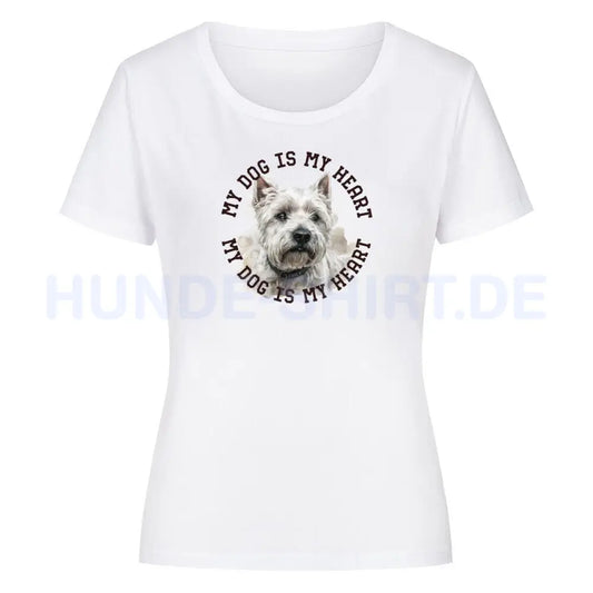 Premium Organic Damen-Shirt "West Highland White Terrier HEART" Weiß – hunde-shirt.de