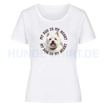 Premium Organic Damen-Shirt "Westie HEART" Weiß – hunde-shirt.de