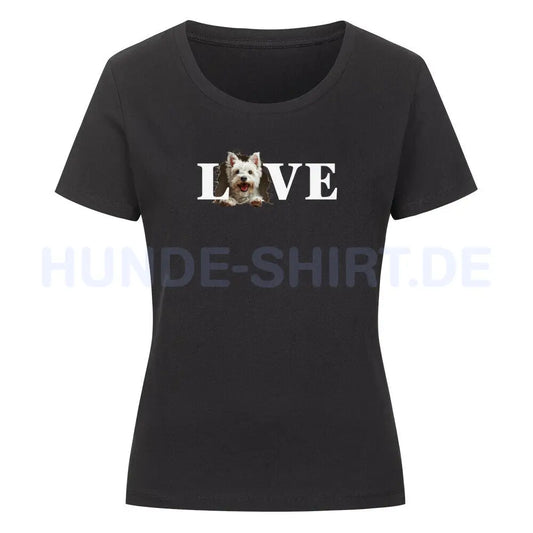 Premium Organic Damen-Shirt "Westie - LOVE" Schwarz – hunde-shirt.de