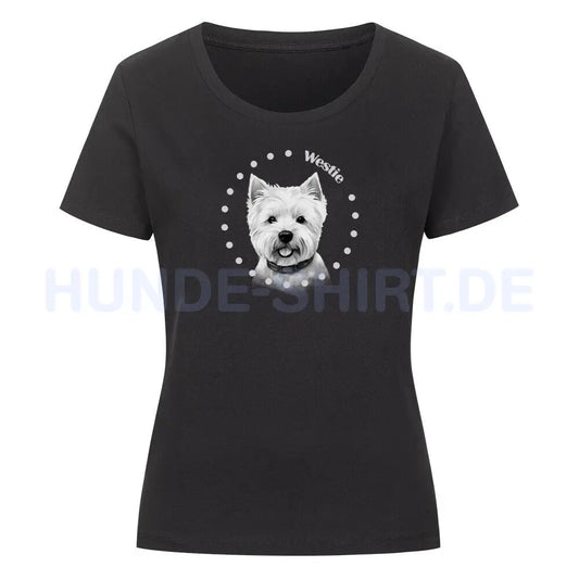 Premium Organic Damen-Shirt "Westie Rounded" Schwarz – hunde-shirt.de