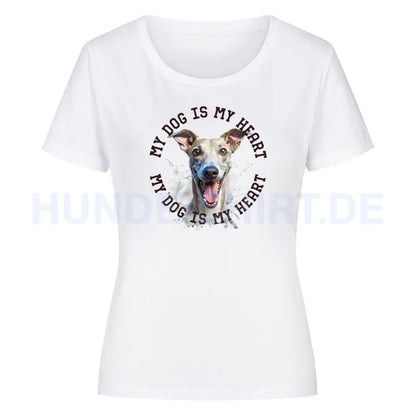 Premium Organic Damen-Shirt Whippet HEART 2" Weiß – hunde-shirt.de