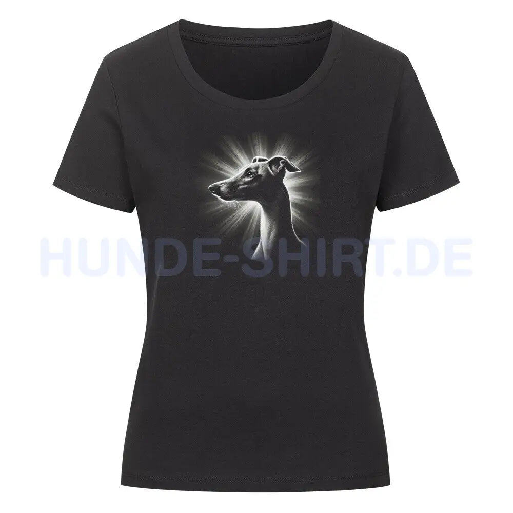 Premium Organic Damen-Shirt "Whippet - Shine" Schwarz – hunde-shirt.de