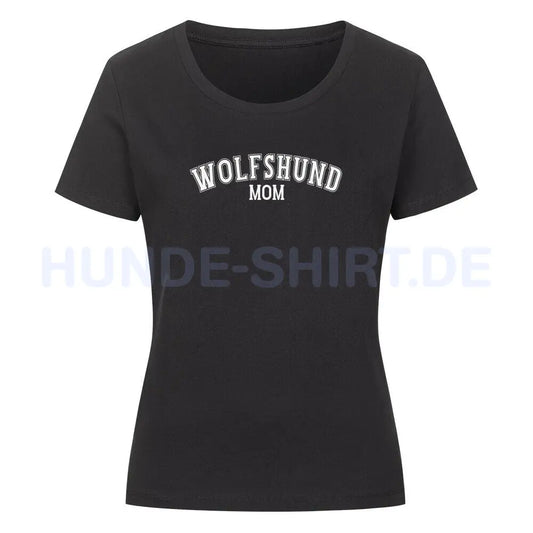 Premium Organic Damen-Shirt "Wolfshund - MOM" Schwarz – hunde-shirt.de