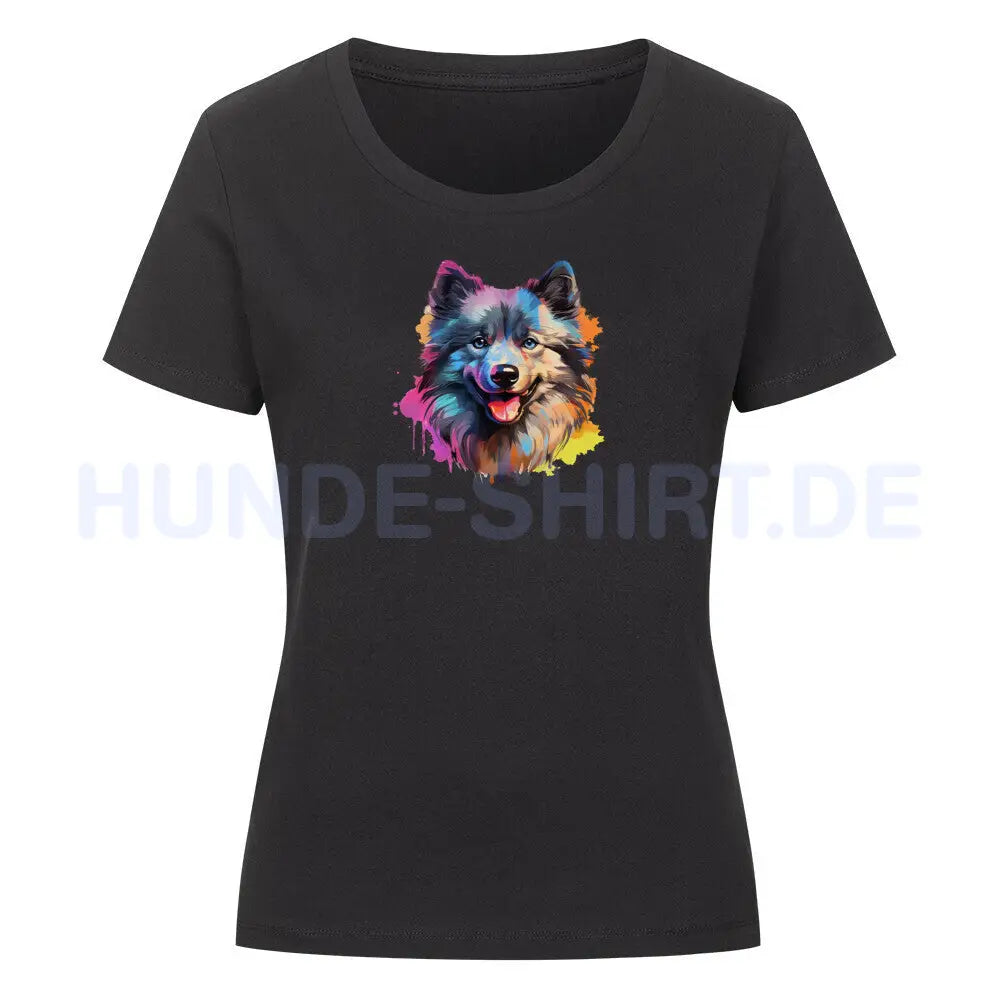 Premium Organic Damen-Shirt "Wolfsspitz - Paint" Schwarz – hunde-shirt.de