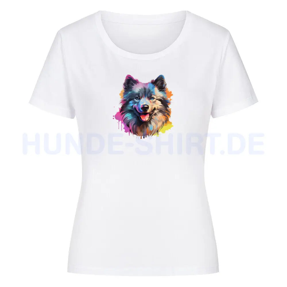 Premium Organic Damen-Shirt "Wolfsspitz - Paint" Weiß – hunde-shirt.de