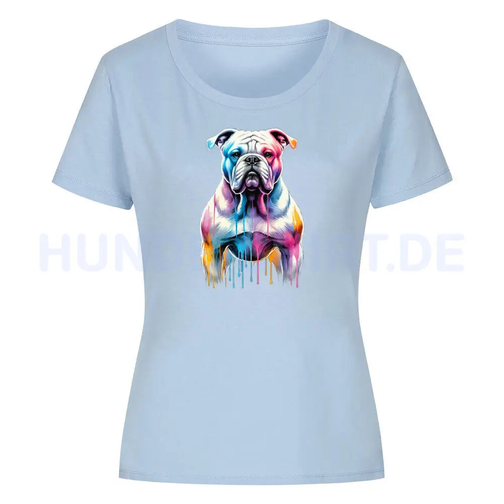 Premium Organic Damen-Shirt Women "American Bulldog ART" Sky Blue – hunde-shirt.de