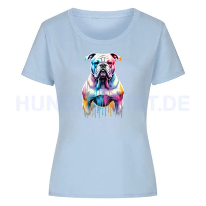 Premium Organic Damen-Shirt Women "American Bulldog ART" Sky Blue – hunde-shirt.de