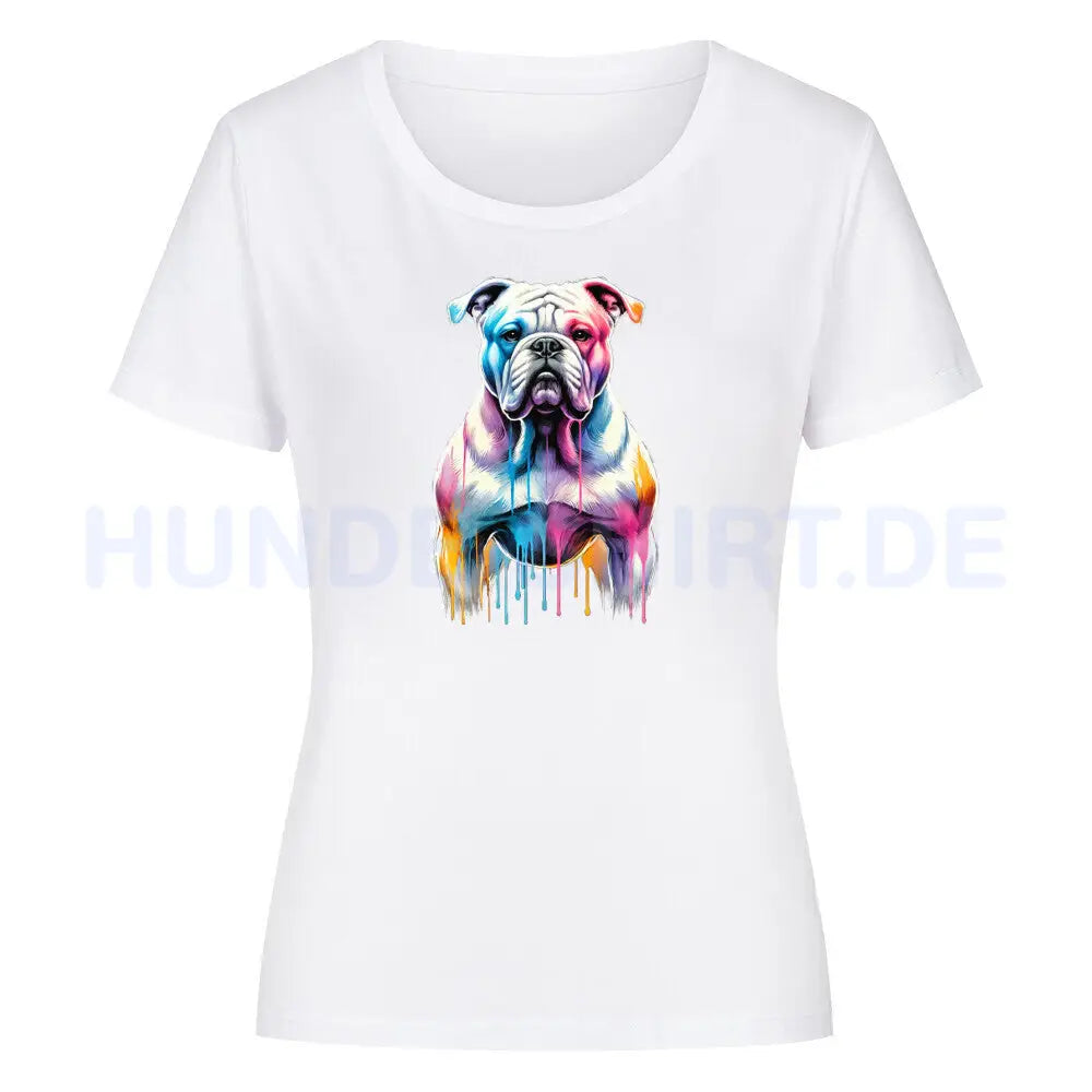 Premium Organic Damen-Shirt Women "American Bulldog ART" Weiß – hunde-shirt.de