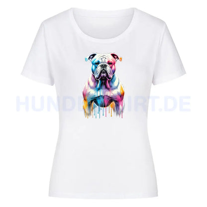 Premium Organic Damen-Shirt Women "American Bulldog ART" Weiß – hunde-shirt.de