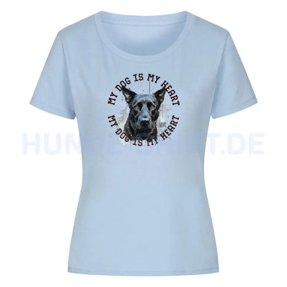 Premium Organic Damen-Shirt Women "Belgischer Schäferhund schwarz HEART" Sky Blue – hunde-shirt.de