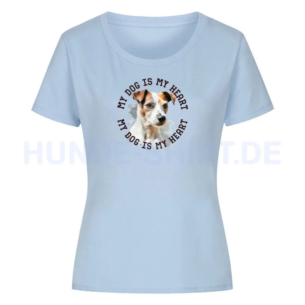 Premium Organic Damen-Shirt Women "Parson Russell Terrier HEART" Sky Blue – hunde-shirt.de