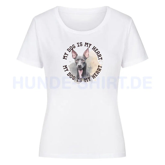 Premium Organic Damen-Shirt "Xoloitzcuintle HEART" Weiß – hunde-shirt.de