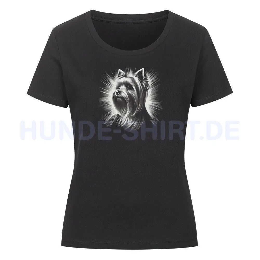 Premium Organic Damen-Shirt "Yorkie - Bright" Schwarz – hunde-shirt.de