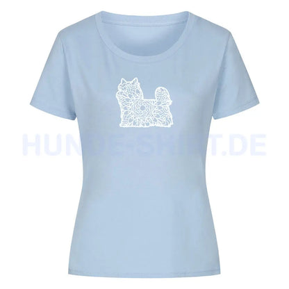 Premium Organic Damen-Shirt "Yorkshire Terrier Pur" Sky Blue – hunde-shirt.de