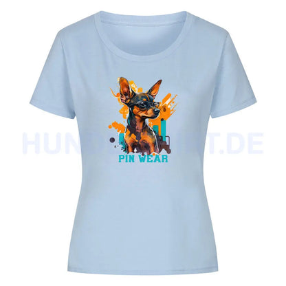 Premium Organic Damen-Shirt "Zwergpinscher - PIN WEAR" Sky Blue – hunde-shirt.de