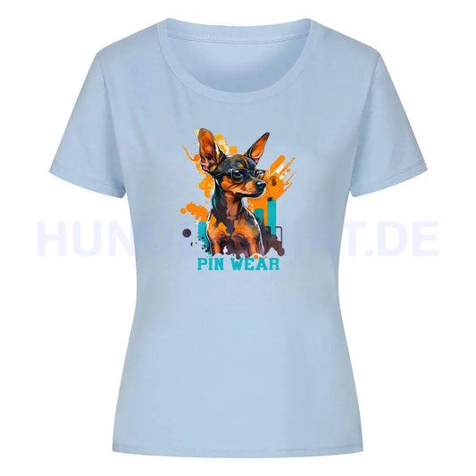 Premium Organic Damen-Shirt "Zwergpinscher - PIN WEAR" Sky Blue – hunde-shirt.de