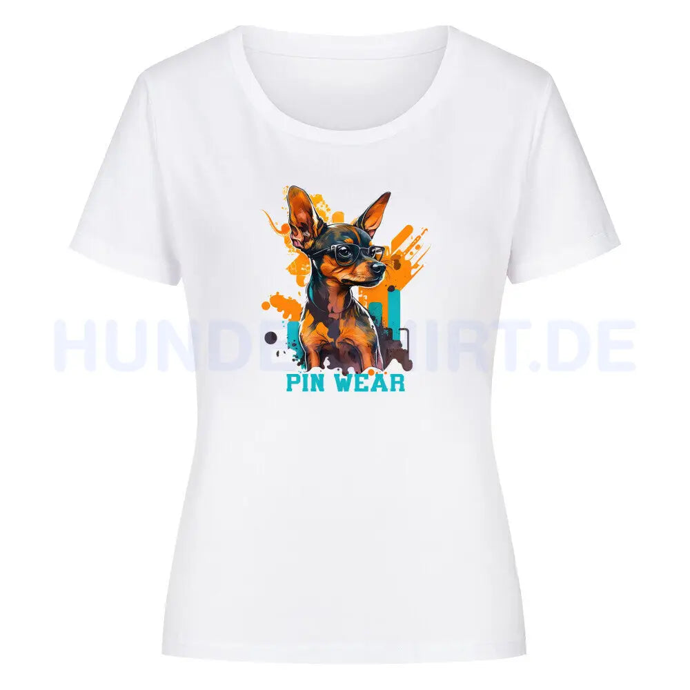 Premium Organic Damen-Shirt "Zwergpinscher - PIN WEAR" Weiß – hunde-shirt.de