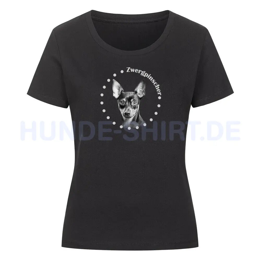 Premium Organic Damen-Shirt "Zwergpinscher R" Schwarz – hunde-shirt.de